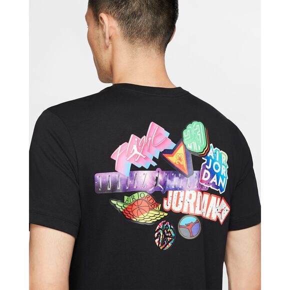 Nike Jordan Sticker Mash Logo T-Shirt Brands VTG Style CD5638-010 - Sz XL - Picture 3 of 9